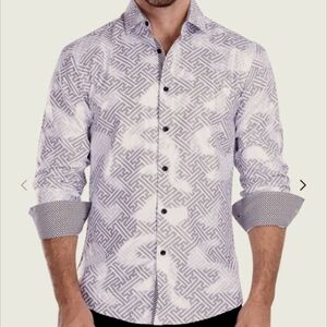 Bespoke Moda Maze Pattern Metallic Long Sleeve Men's dress shirt Size Medium NWT